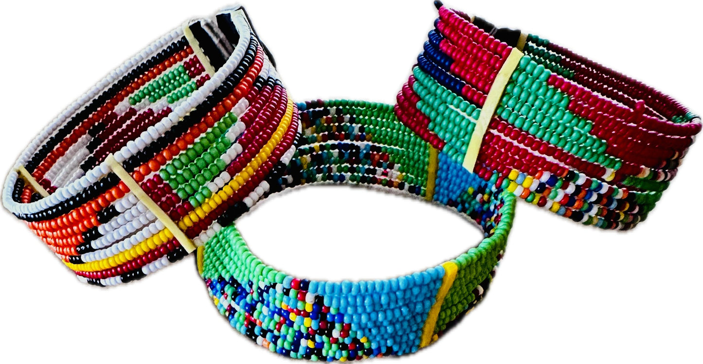 Unisex Maasai Beaded Button Bracelet