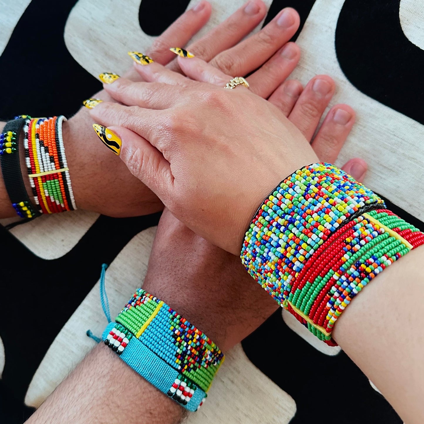 Unisex Maasai Beaded Button Bracelet