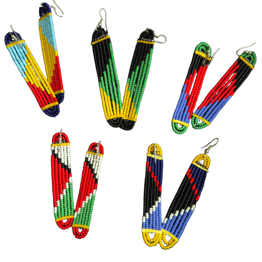 Maasai Beaded Long Slim Earrings