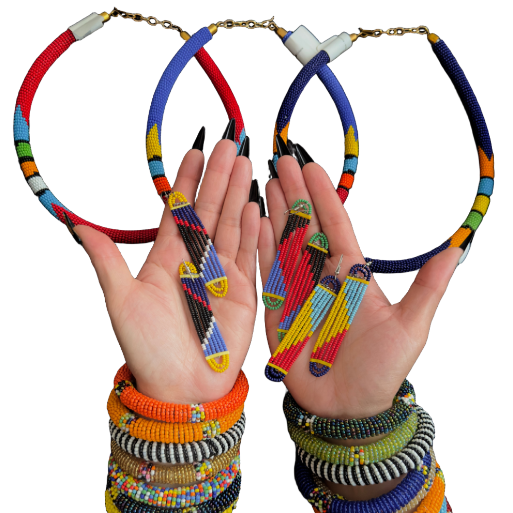 Maasai Beaded Long Slim Earrings